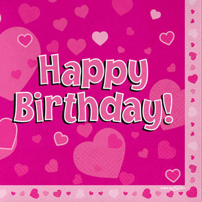 Pink Happy Bday Napkins 16pk