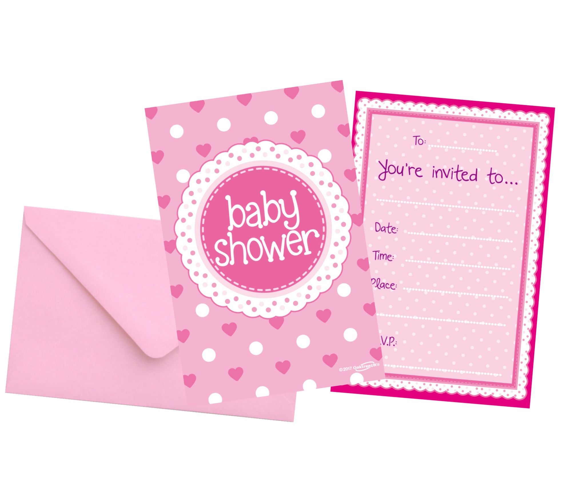 Baby Shower Pink Invites 8pk
