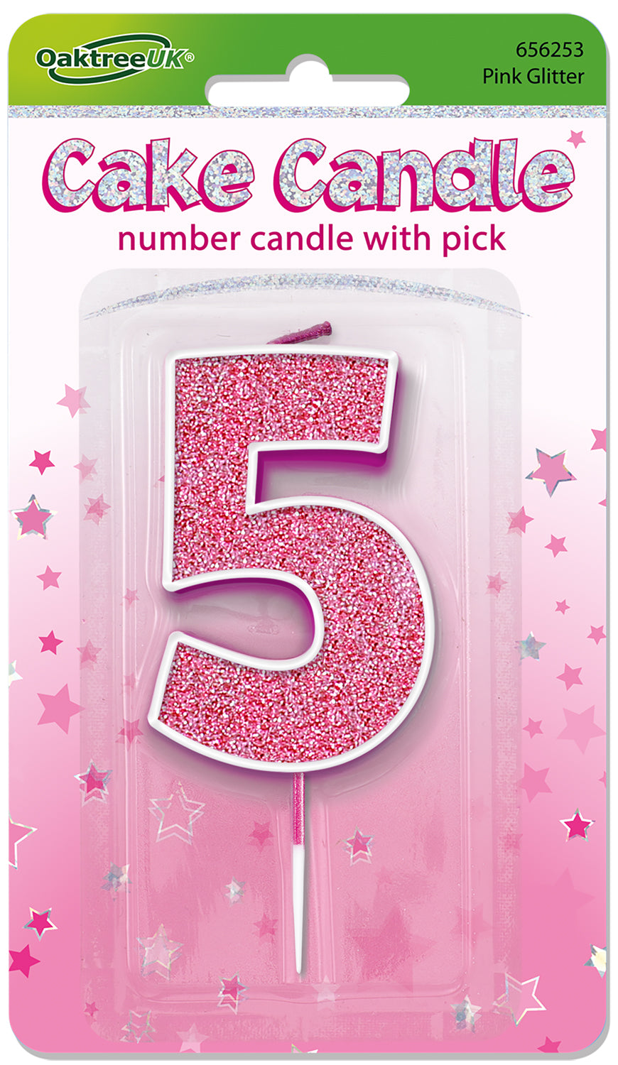 No.5 Candle 7.5cm Pink/Silver