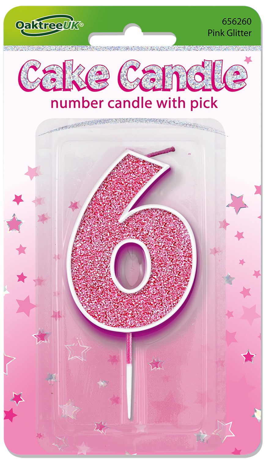 No.6 Candle 7.5cm Pink/Silver