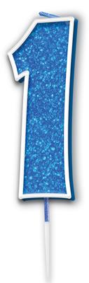 No.1 Candle 7.5cm Blue/Silver