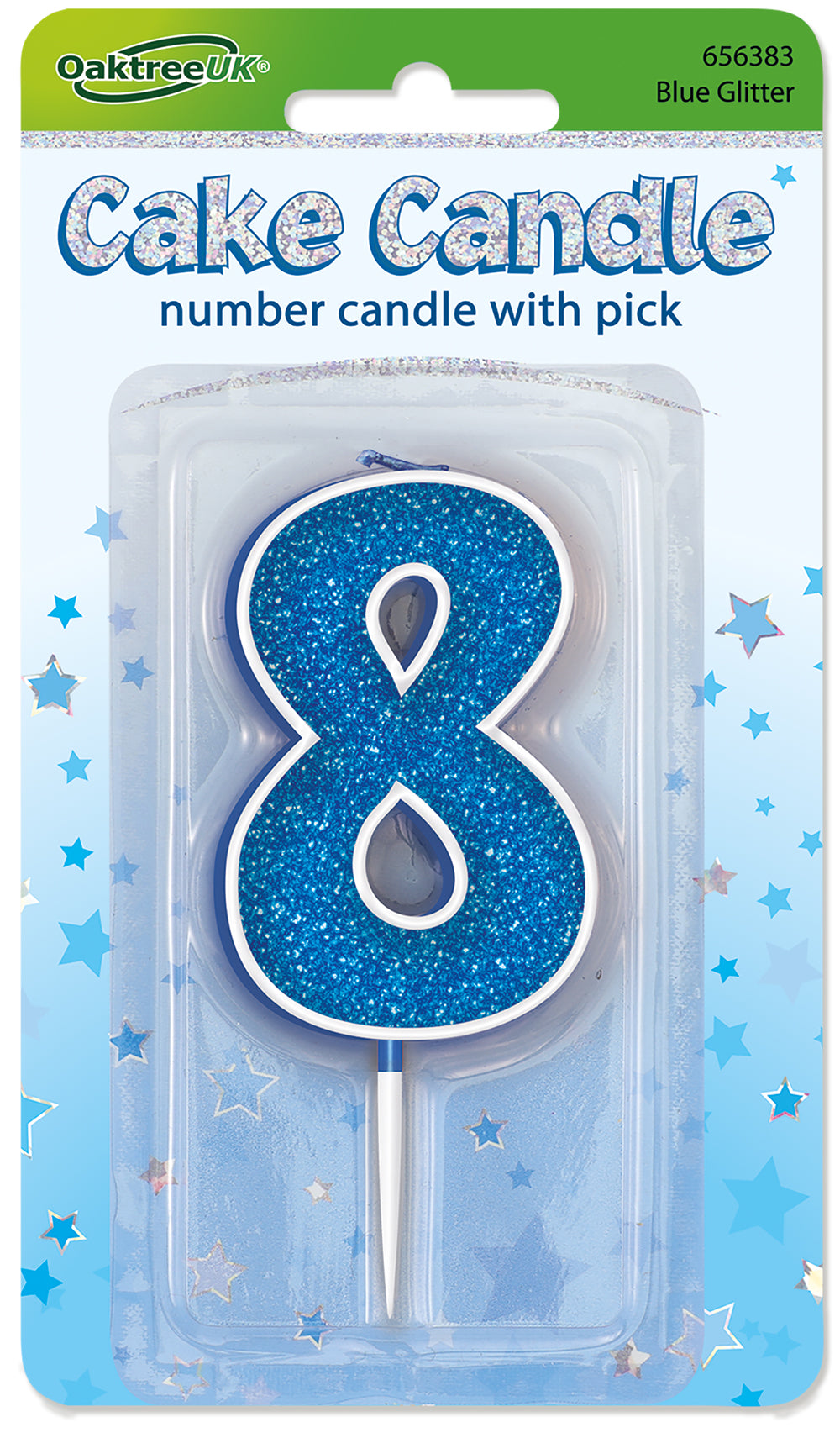 No.8 Candle 7.5cm Blue/Silver