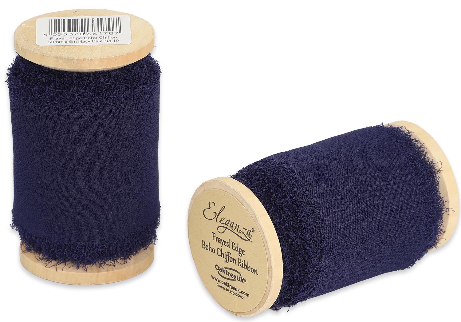 Frayed Boho Chiffon Navy Blue