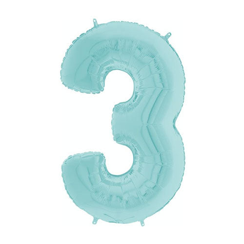 Num 3 Pastel Blue 26" Balloon