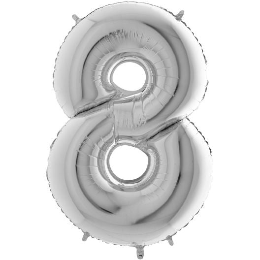 Num 8 Silver 26" Balloon