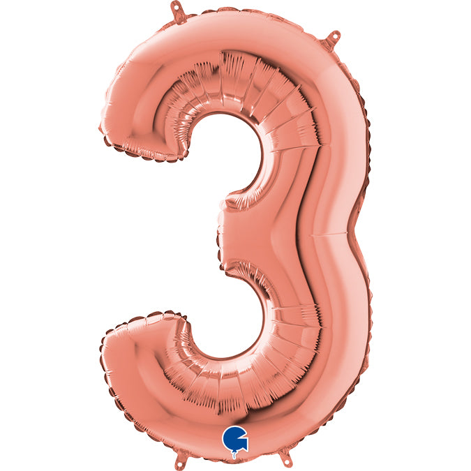 Num 3 Rosegold 26" Balloon