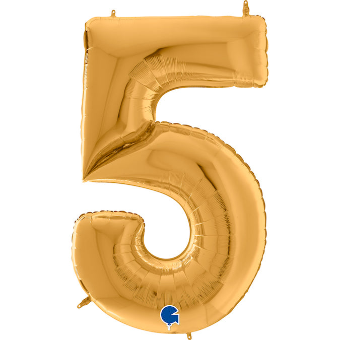 Num 5 Gold Giant 64" Balloon