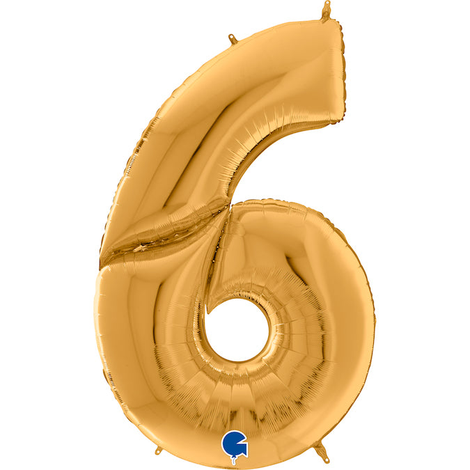 Num 6 Gold Giant 64" Balloon
