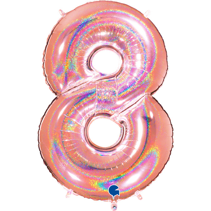Num 8 HoloGlitter RGold Large