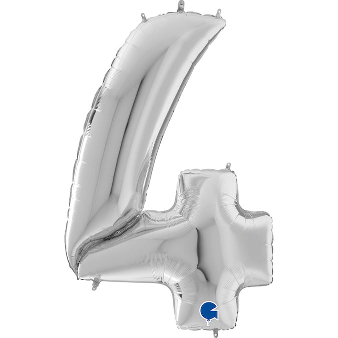 Num 4 Silver Giant 64" Balloon