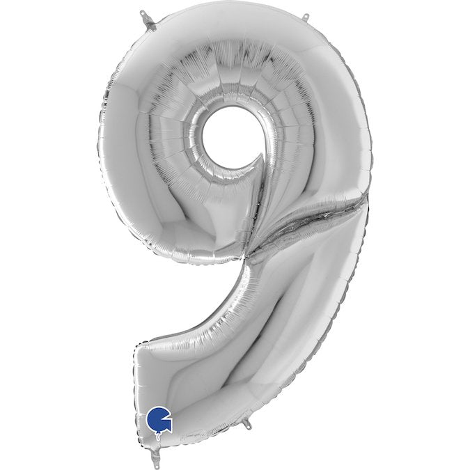Num 9 Silver Giant 64" Balloon