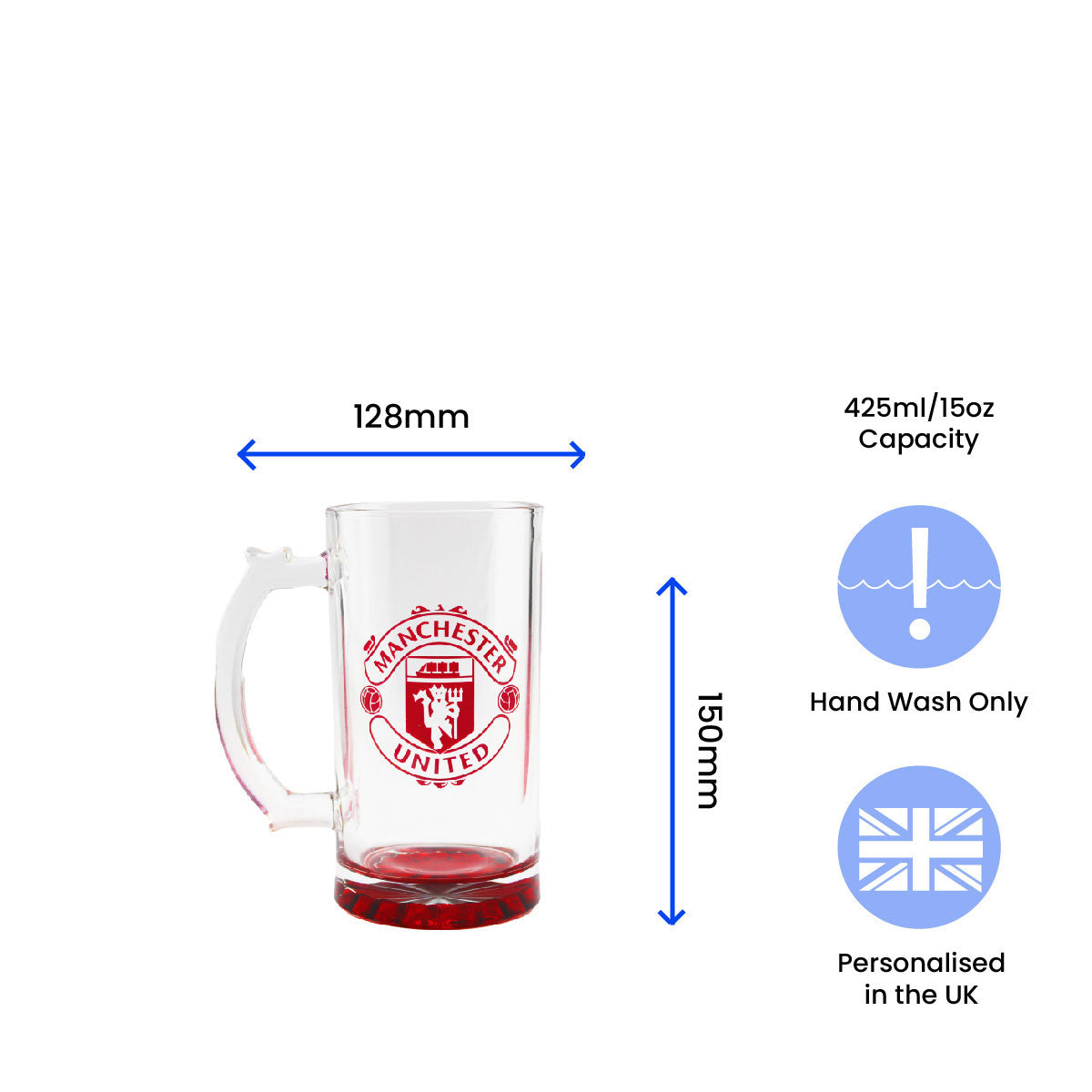 Engraved Official Manchester United 20oz Beer Mug, Gift Boxed Image 6