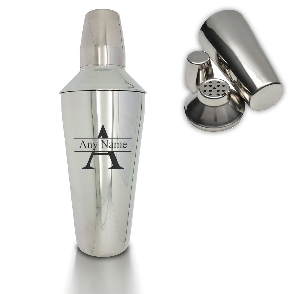 Engraved Cocktail Shaker with Initial and Name Design Image 2