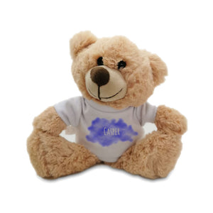 Soft Light Brown Teddy Bear Toy with T-shirt with Name in Cloud Design Image 1