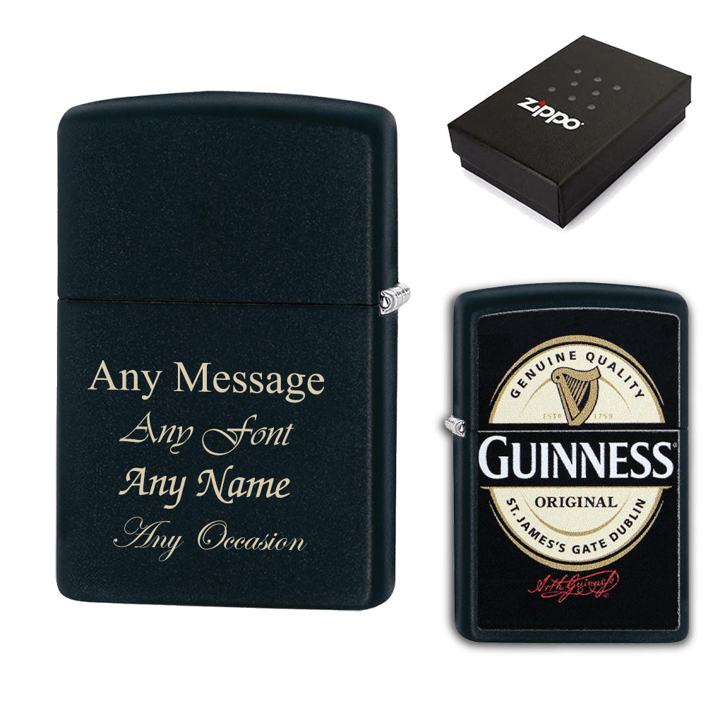 Engraved Guinness Logo Official Zippo Windproof Lighter Image 1