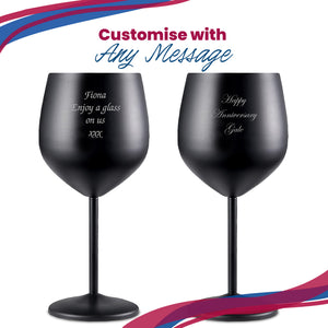 Engraved Matte Black Metal Wine Glass Image 5