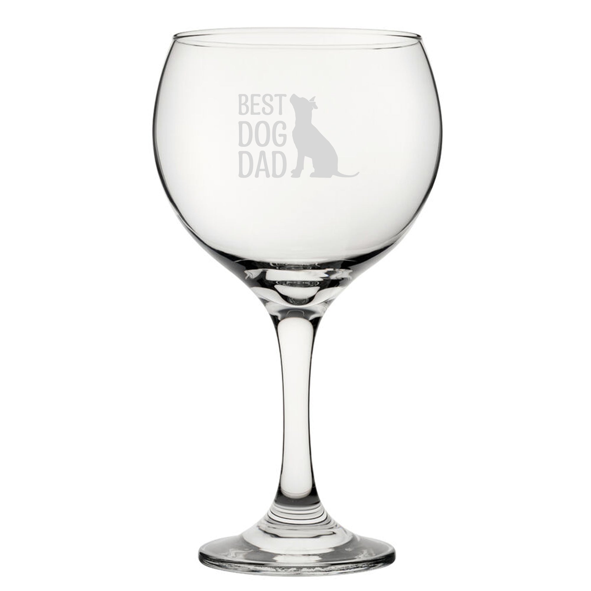 Best Dog Dad - Engraved Novelty Gin Balloon Cocktail Glass Image 1