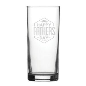 Happy Fathers Day Moustache Design - Engraved Novelty Hiball Glass Image 2