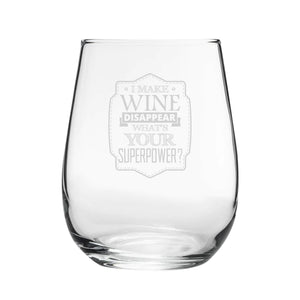 I Make Wine Disappear, What's Your Superpower? - Engraved Novelty Stemless Wine Tumbler Image 2