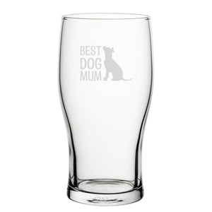 Best Dog Mum - Engraved Novelty Tulip Pint Glass Image 1