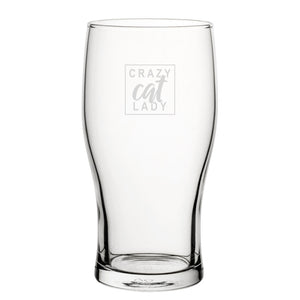 Crazy Cat Lady - Engraved Novelty Tulip Pint Glass Image 1