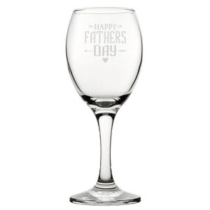 Happy Fathers Day Arrow Design - Engraved Novelty Wine Glass Image 1