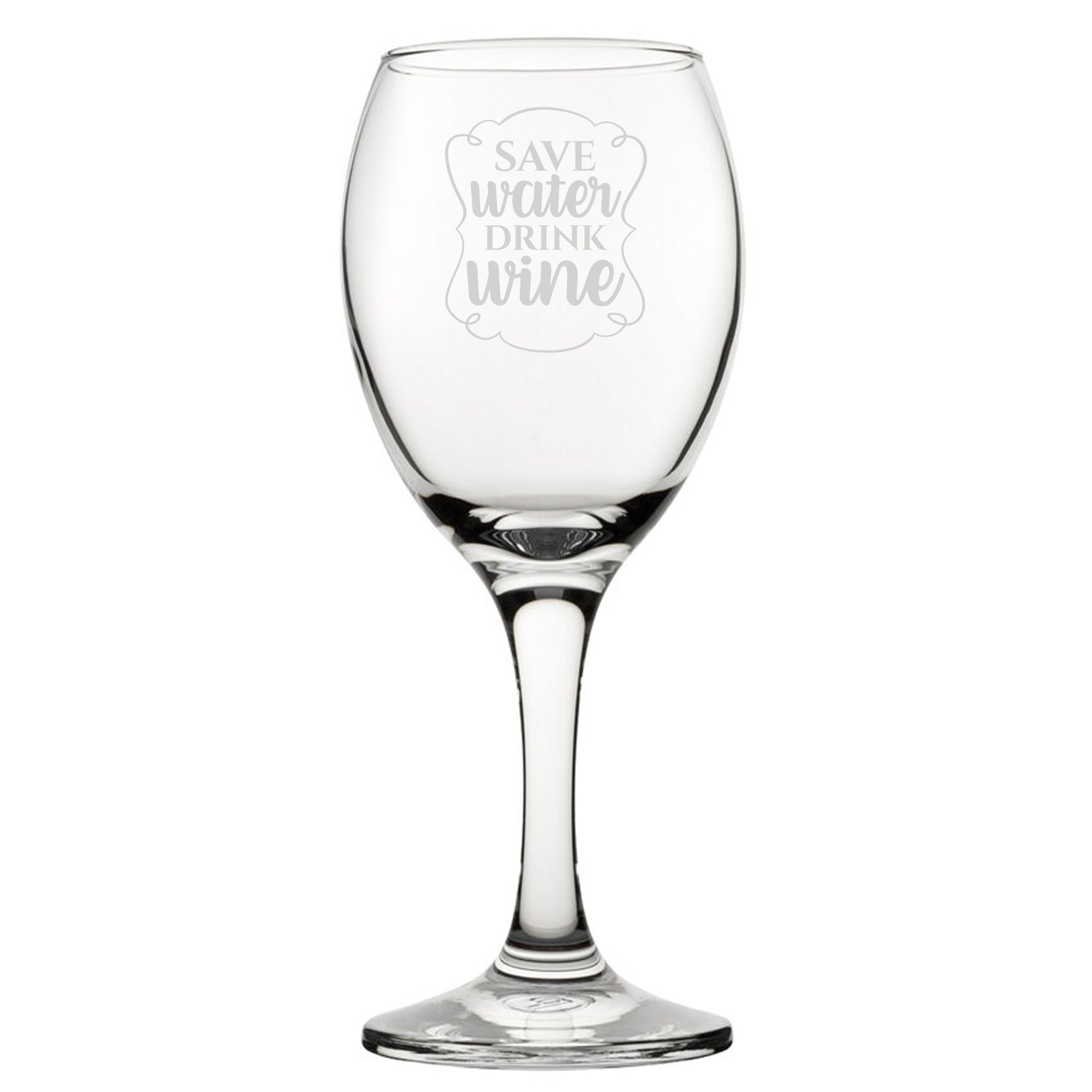 Save Water Drink Wine - Engraved Novelty Wine Glass Image 2