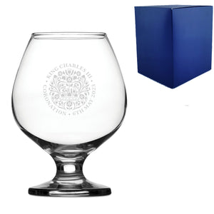 Engraved Commemorative Coronation of the King Brandy Cognac Glass Image 2