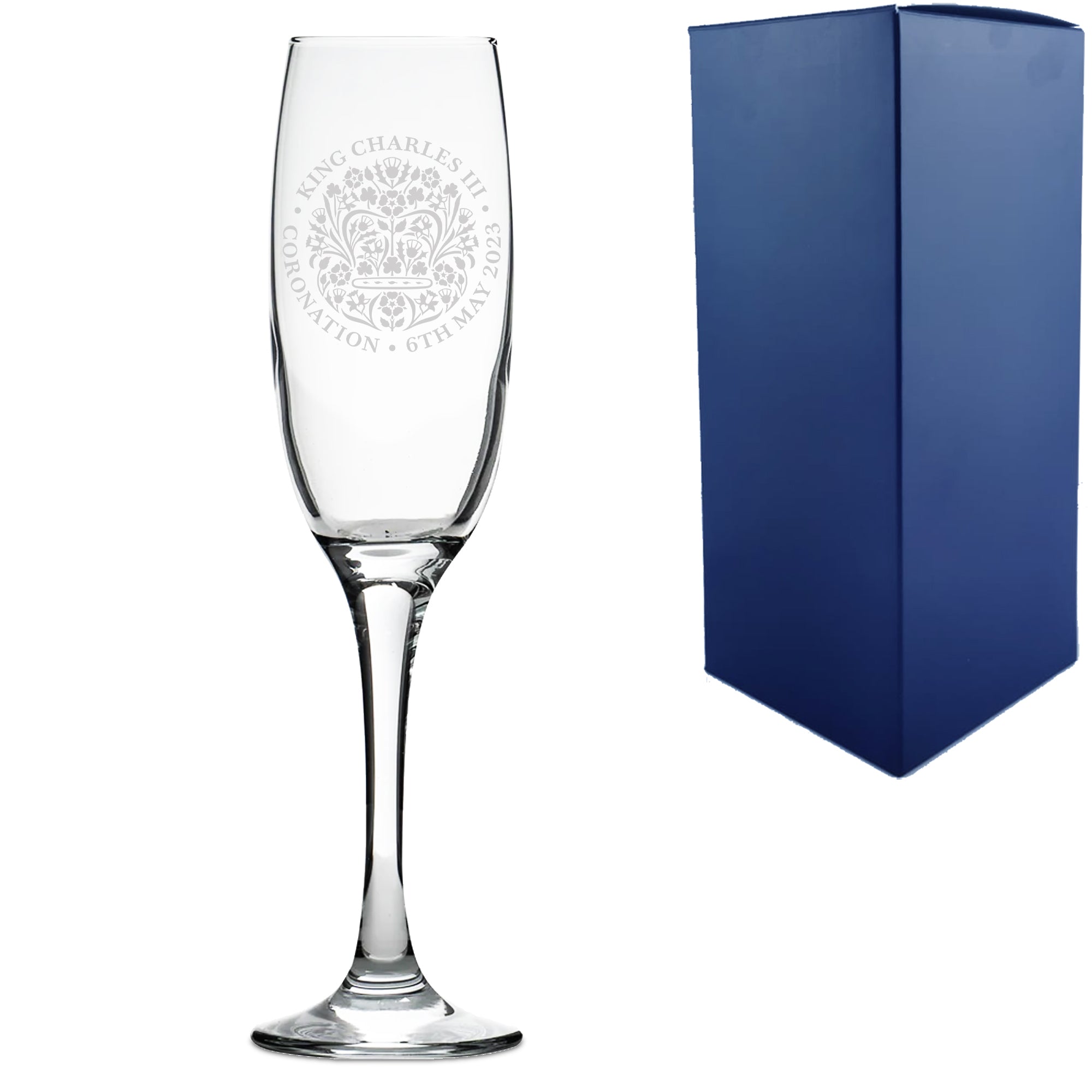 Engraved Commemorative Coronation of the King Champagne Flute Image 1