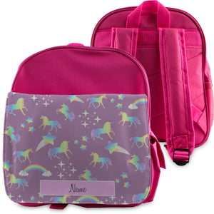 Printed Kids Pink Backpack with Unicorn Design, Customise with Any Name Image 2