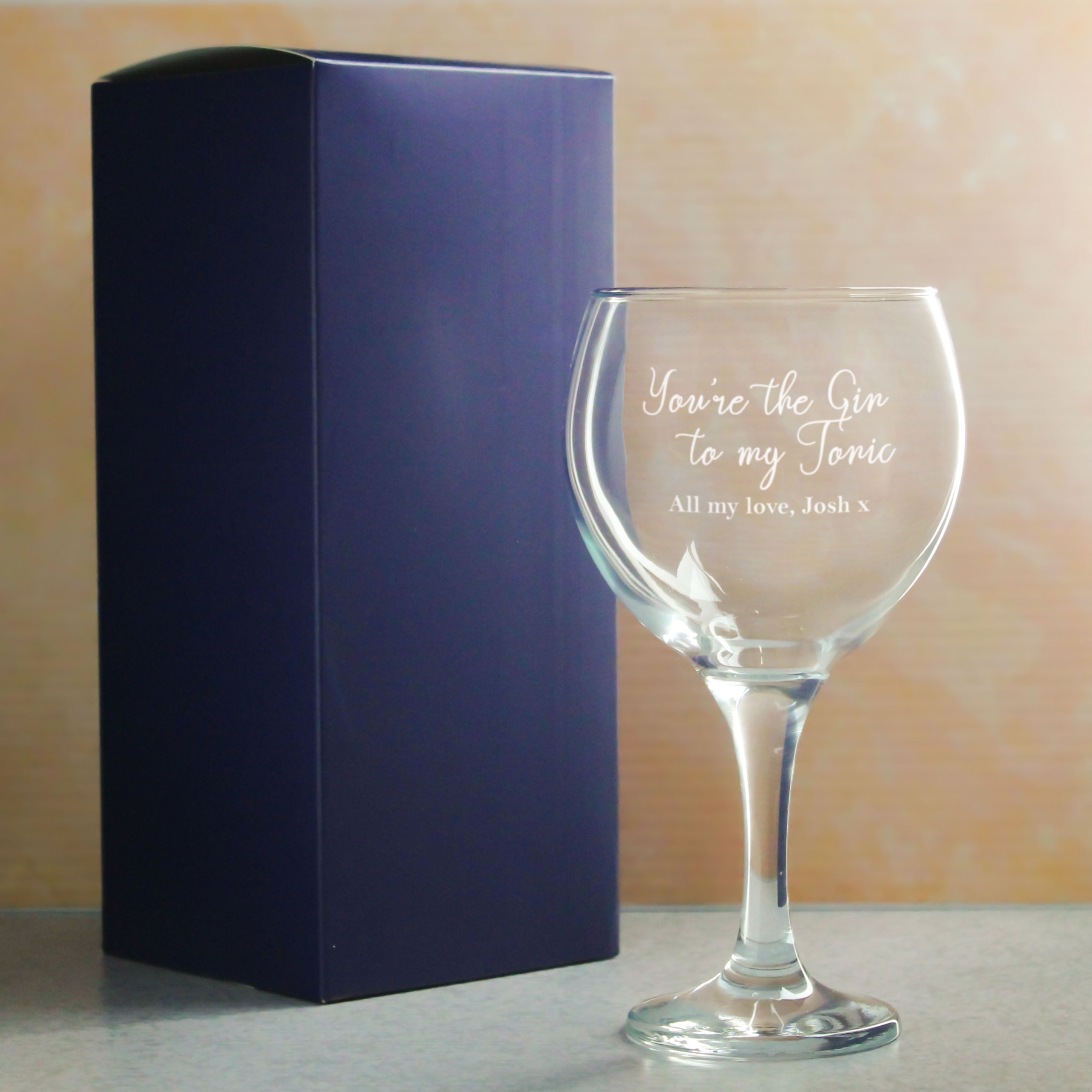 Engraved Gin Balloon Glass with You're the Gin to My Tonic Design, Personalise with Any Message Image 3