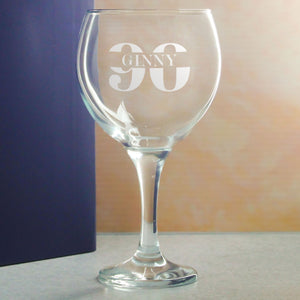 Engraved Gin Balloon Cocktail Glass with Name in 90 Design Image 4