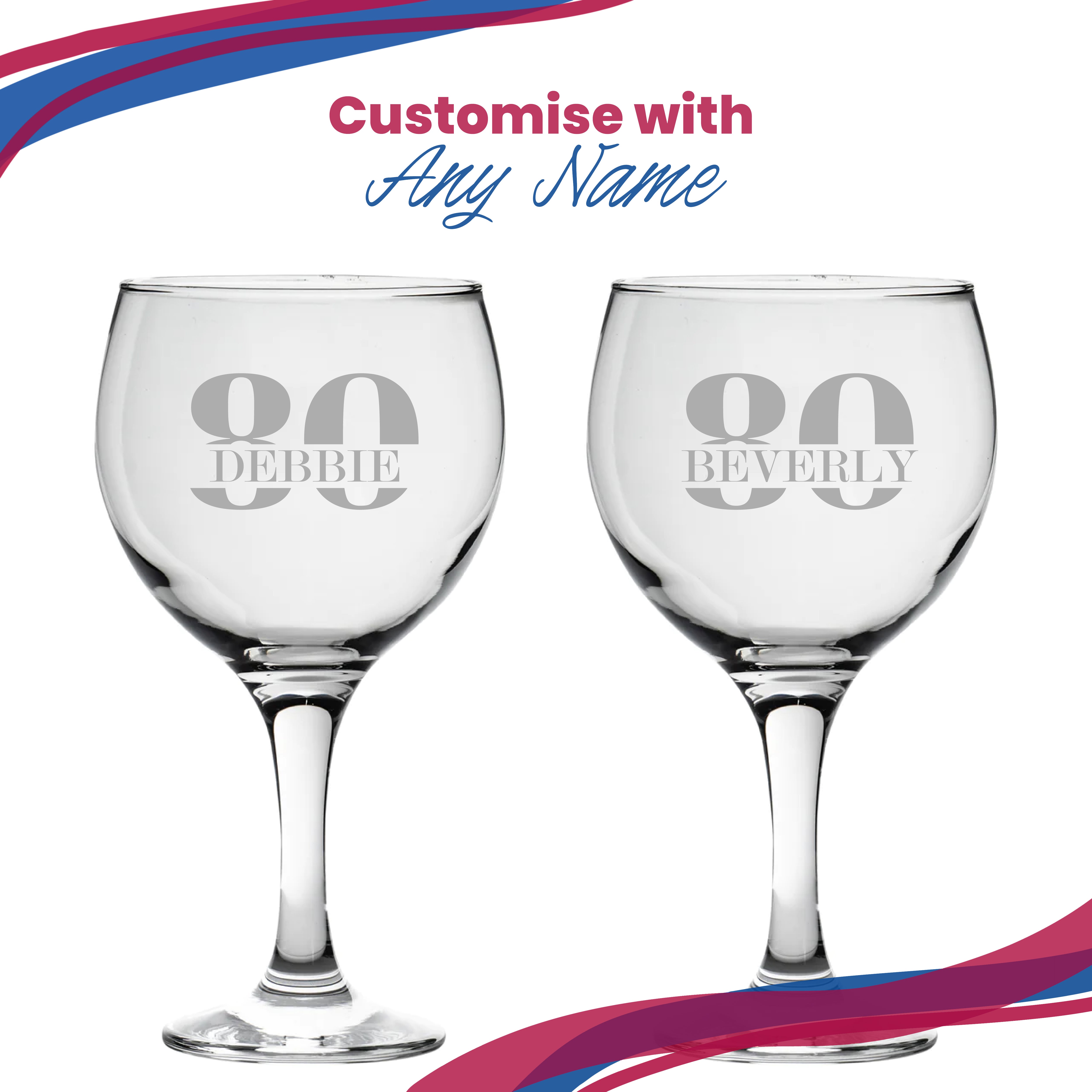 Engraved Gin Balloon Cocktail Glass with Name in 80 Design Image 5