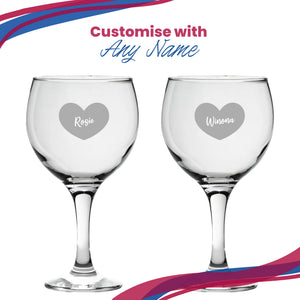 Engraved Gin Balloon Cocktail Glass with Name in Heart Design, Personalise with Any Name Image 5