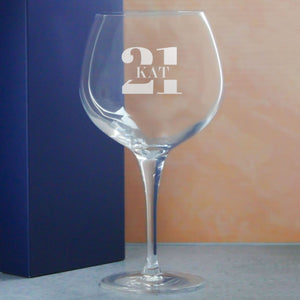 Engraved Primeur Gin Balloon Cocktail Glass with Name in 21 Design Image 4