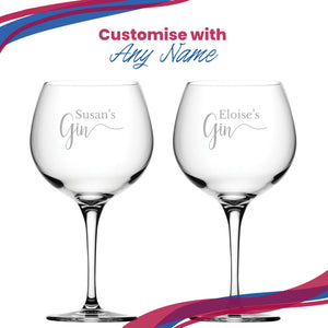 Engraved Primeur Gin Balloon Cocktail Glass with Name's Gin Design, Personalise with Any Name Image 5