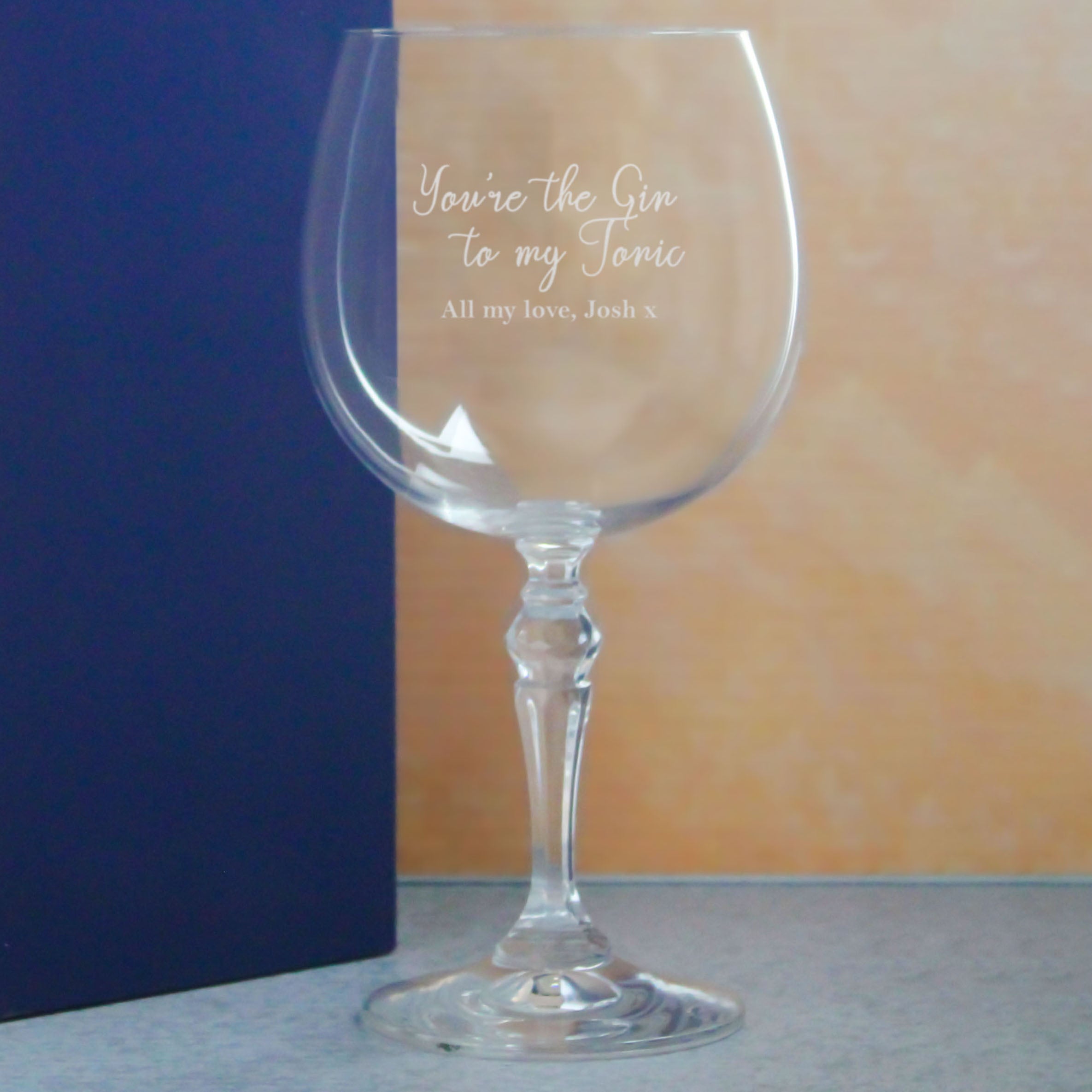 Engraved Crystal Gin and Tonic Glass with You're the Gin to My Tonic Design, Personalise with Any Message Image 4