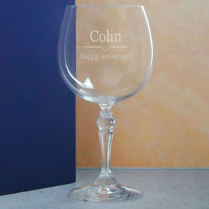 Engraved Crystal Gin and Tonic Glass with Line Break Design, Personalise with Any Name and Message Image 4