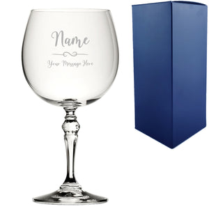 Engraved Crystal Gin and Tonic Glass with Flourish Design, Personalise with Any Name and Message Image 2