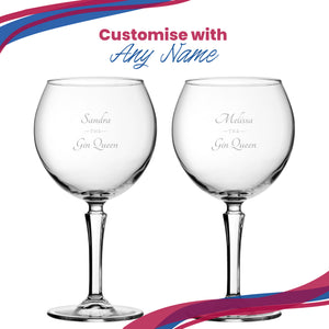 Engraved Hudson Gin Balloon Cocktail Glass with The Gin Queen Design, Personalise with Any Name Image 5