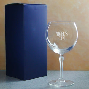 Engraved Hudson Gin Balloon Cocktail Glass with Name's Gin Serif Design, Personalise with Any Name Image 3