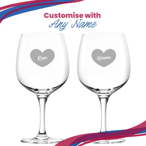 Engraved Spanish Gin Copa Balloon Cocktail Glass with Name in Heart Design, Personalise with Any Name Image 5