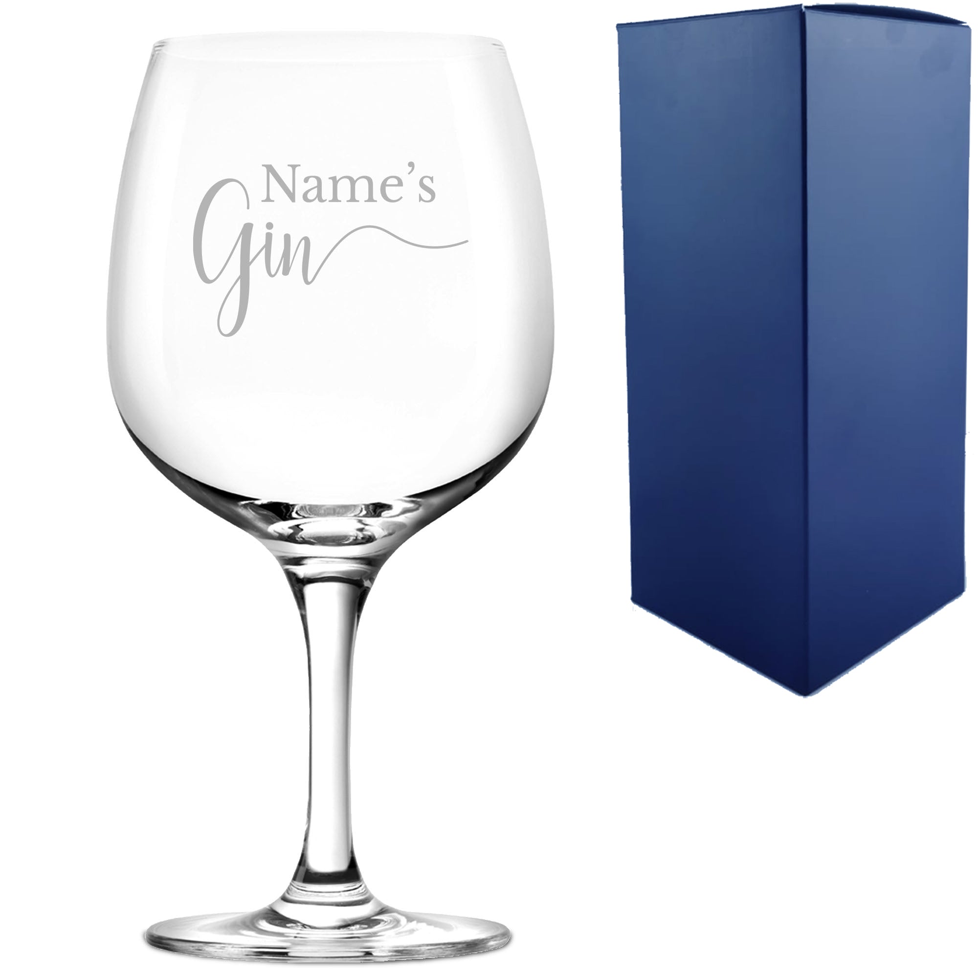 Engraved Spanish Gin Copa Balloon Cocktail Glass with Name's Gin Design, Personalise with Any Name Image 2