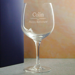 Engraved Spanish Gin Copa Balloon Glass with Line Break Design, Personalise with Any Name and Message Image 4