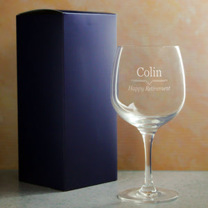 Engraved Spanish Gin Copa Balloon Glass with Line Break Design, Personalise with Any Name and Message Image 3