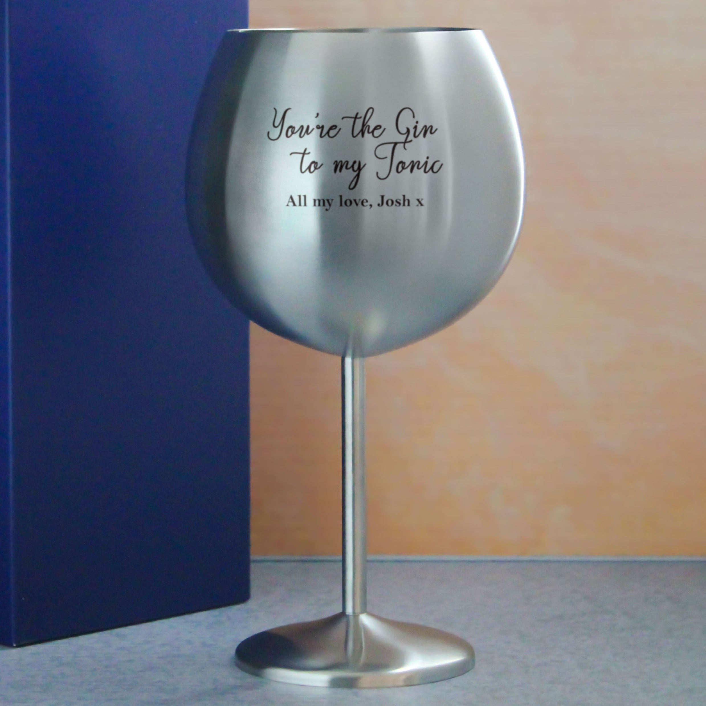 Engraved Metal Gin Balloon Glass with You're the Gin to My Tonic Design, Personalise with Any Message Image 4