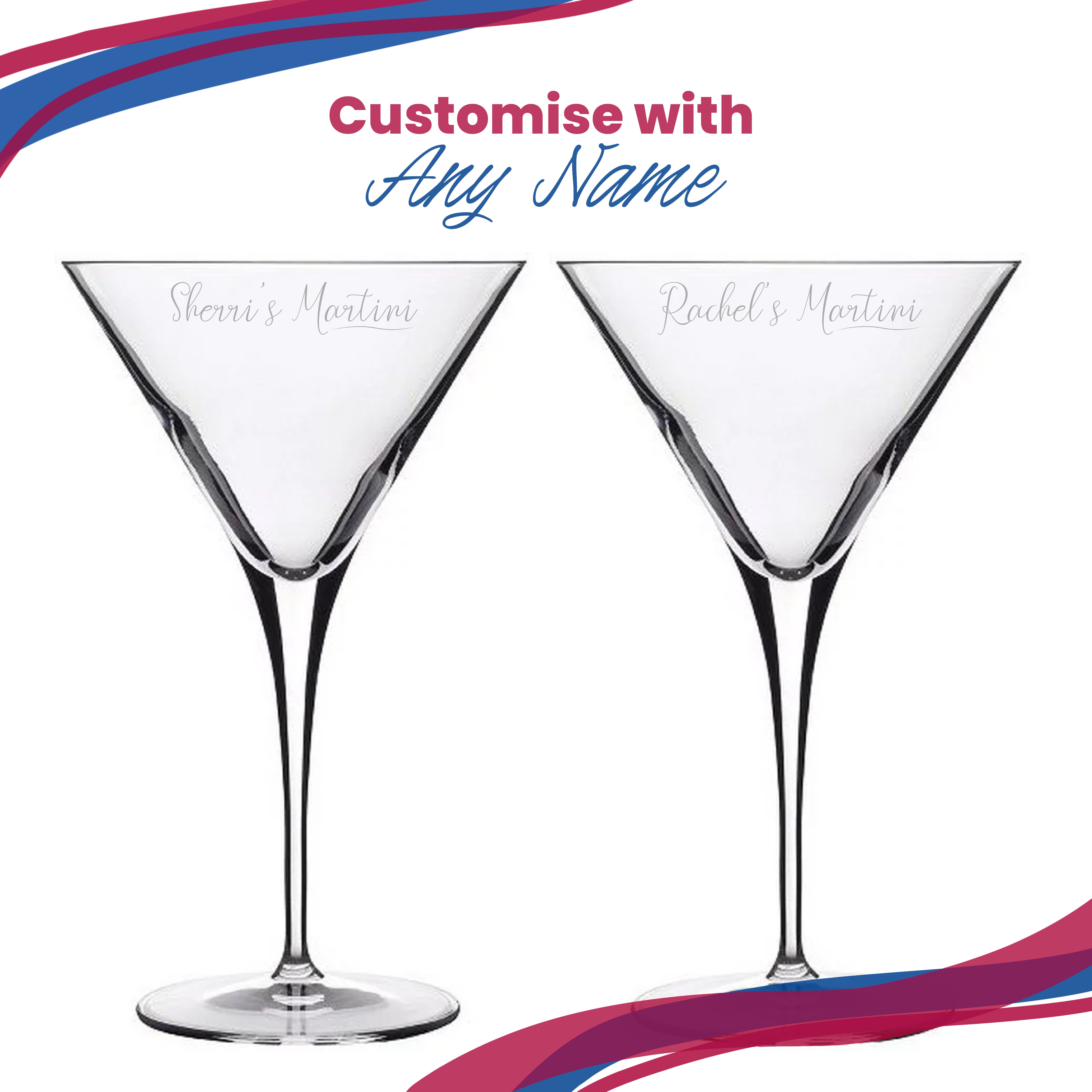 Engraved Allegro Martini Cocktail Glass with Name's Martini Design, Personalise with Any Name Image 5