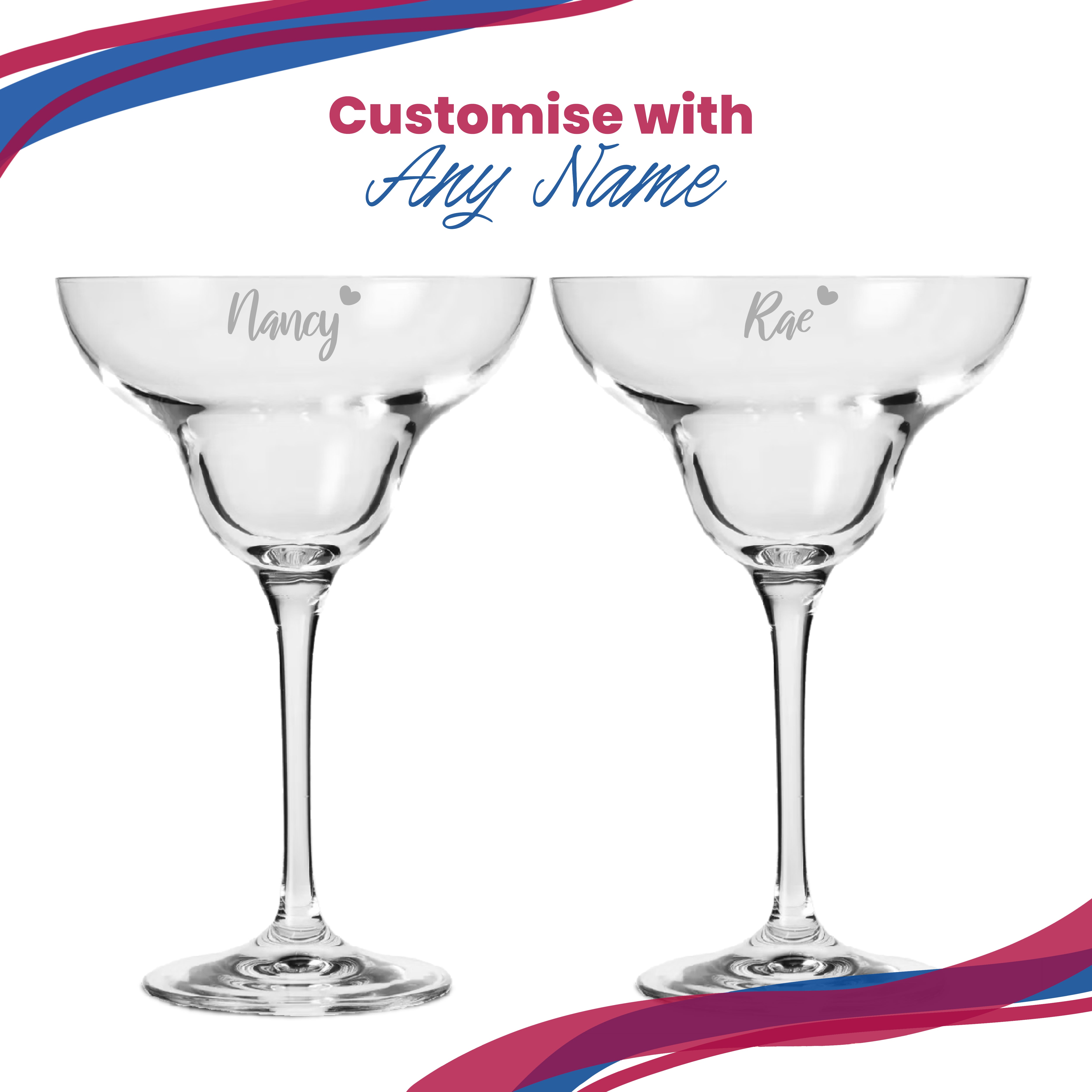 Engraved Infinity Margarita Cocktail Glass with Name with Heart Design, Personalise with Any Name Image 5