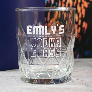 Personalised Engraved Vodka Short Keops Tumbler with 'Name's Vodka Glass' Design Image 4