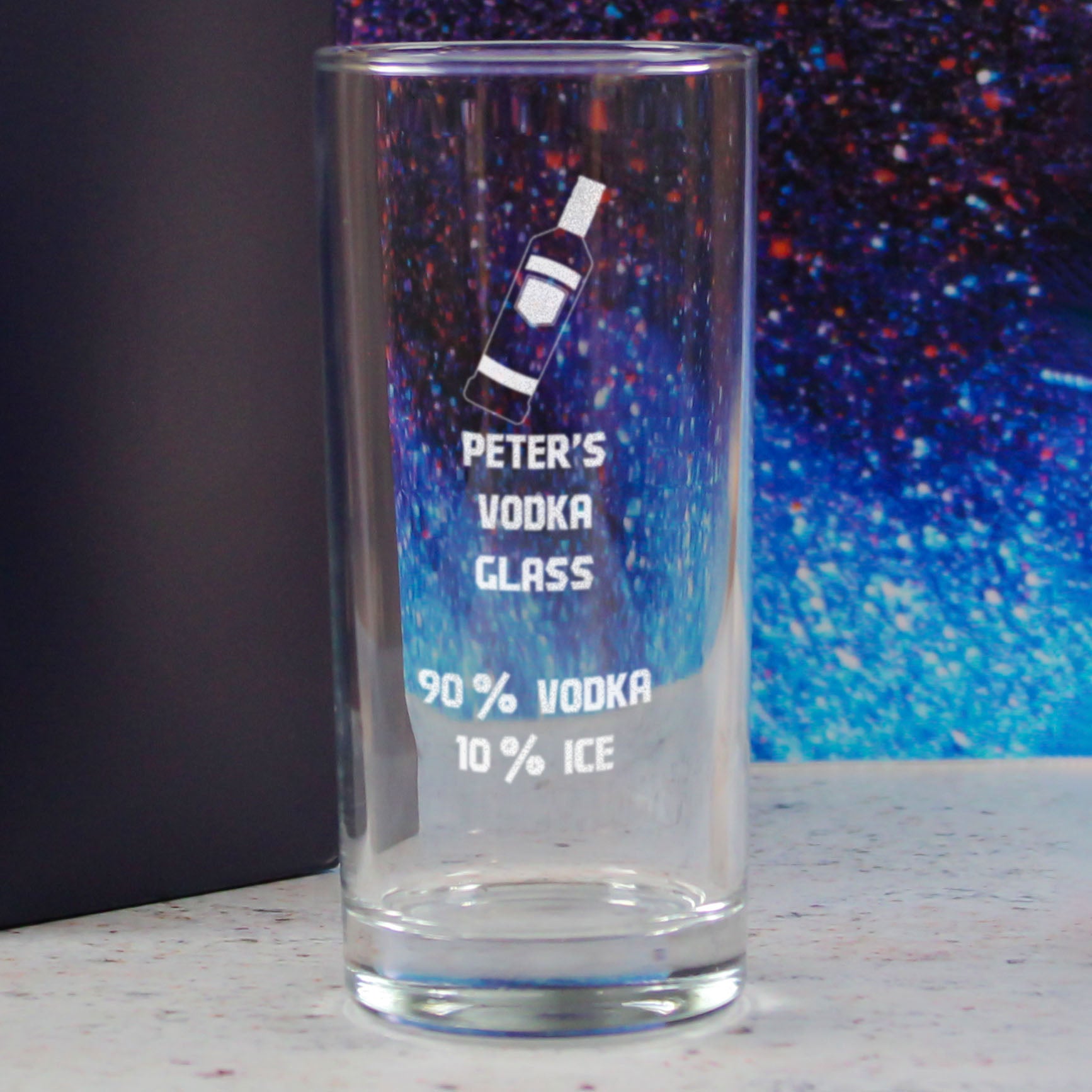 Personalised Engraved Vodka Hiball Tumbler with 'Name's Vodka Glass and Mixer' Design Image 4